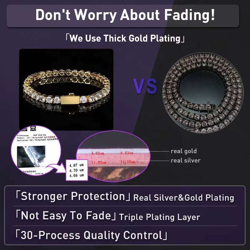Hot Sale Pass Diamond Tester 925 Silver VVS Moissanite Diamond 3mm 4mm 5mm Moissanite Tennis Bracelet for Men Women Custom 6.5mm