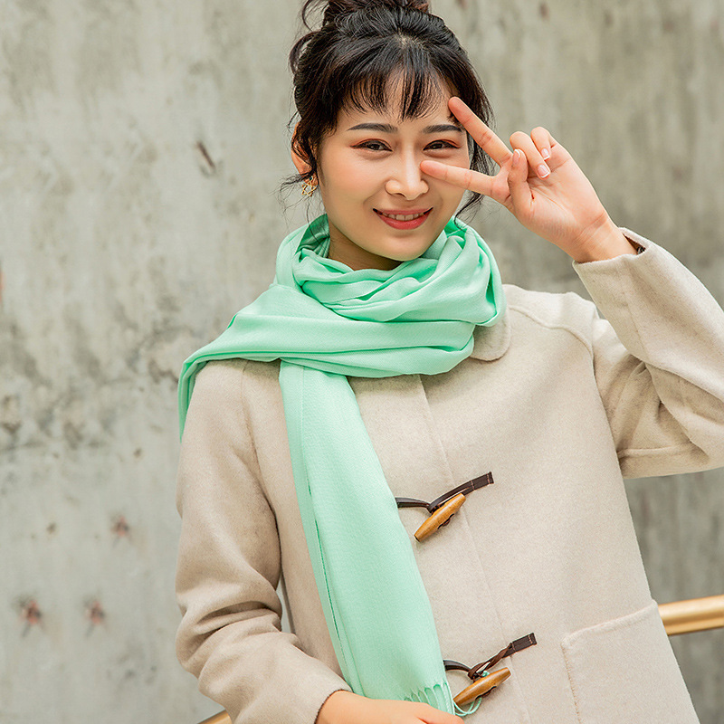 K265 Imitation cashmere scarf brushed solid color thick long scarf autumn and winter no pilling tassel shawl female factory direct sales new style