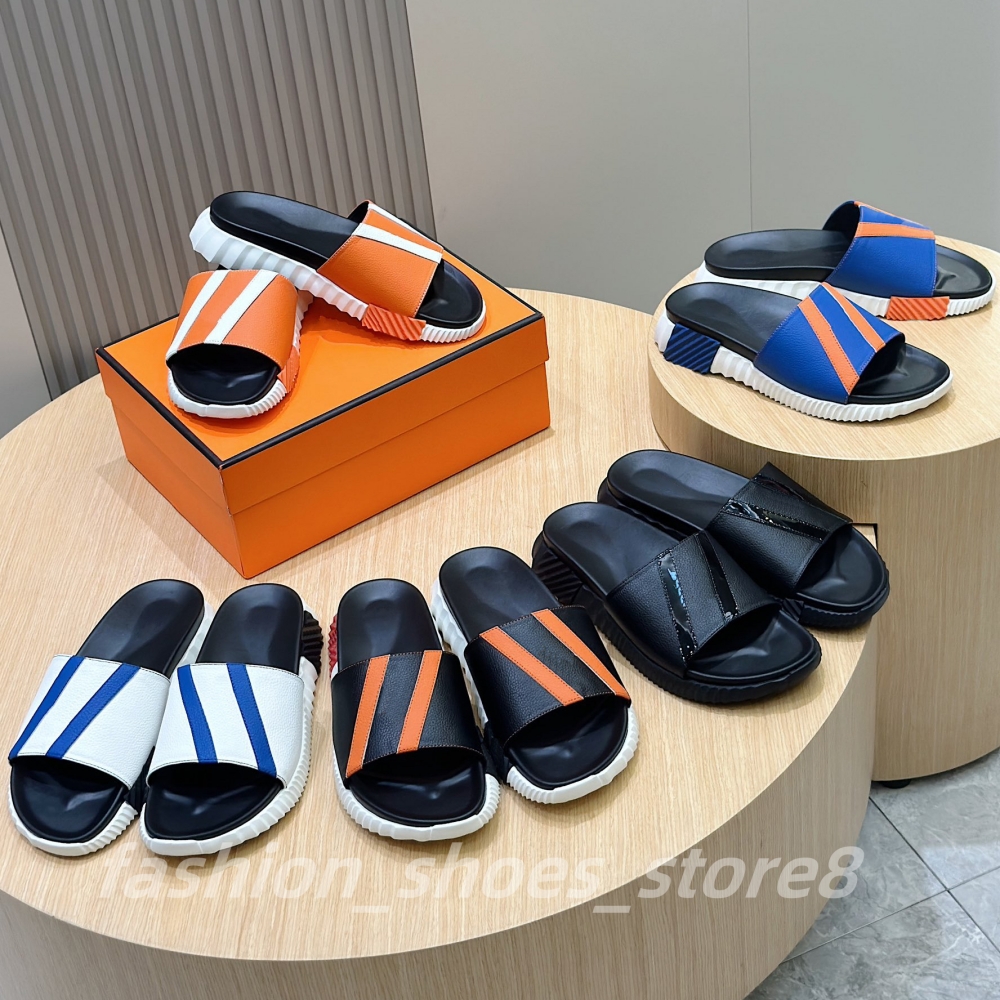 Designer Slippers Infra Men Genuine Leather sandals Summer Classic casual outdoor Sports Slippers holiday Party Retro Classic High quality Flat Slippers