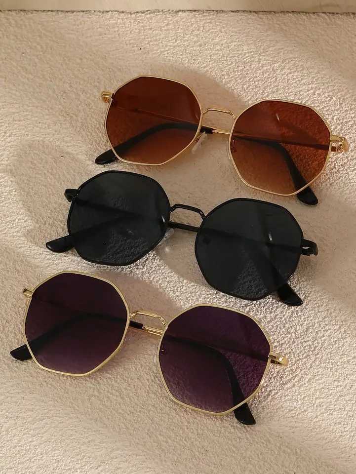 3PCS Metal Fashion Irregular Frame Women Sunglasses For Daily Life Men Shades Vacation Outfits Accessories.C250411