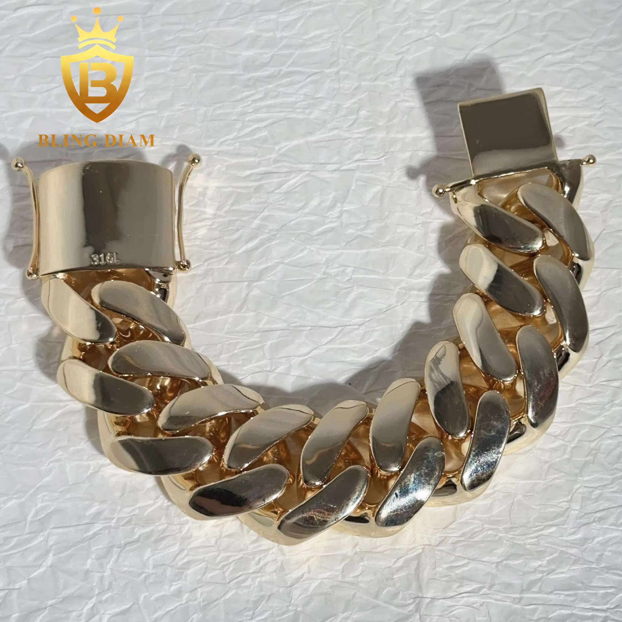 Fashion Jewelry 30mm Copper Cuban Link Chain Hip Hop Chain Pure No Diamond Miami Men Cuban Link Bracelet