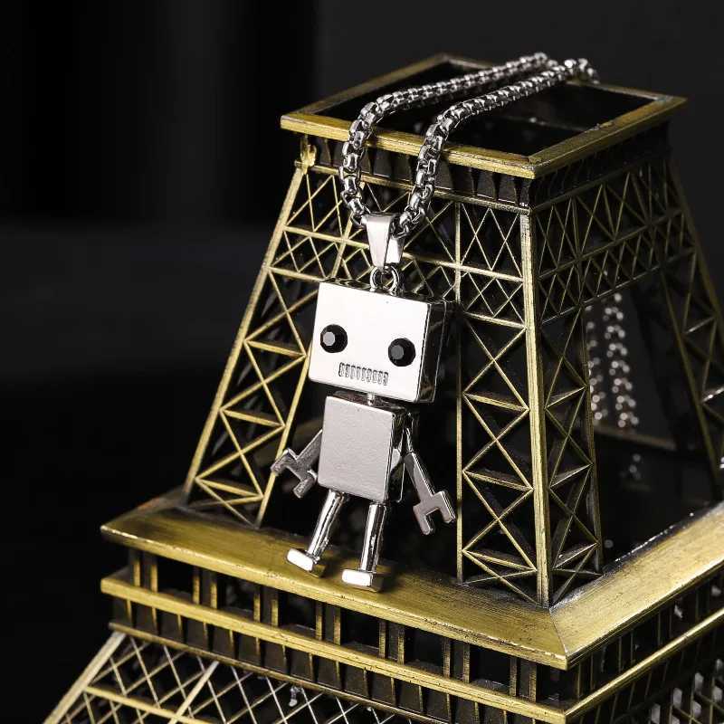 Stainless steel sweater necklace mens hip-hop Limb movable cube robot pendant necklace Cadena necklace Hombre necklace Masculino Y250329