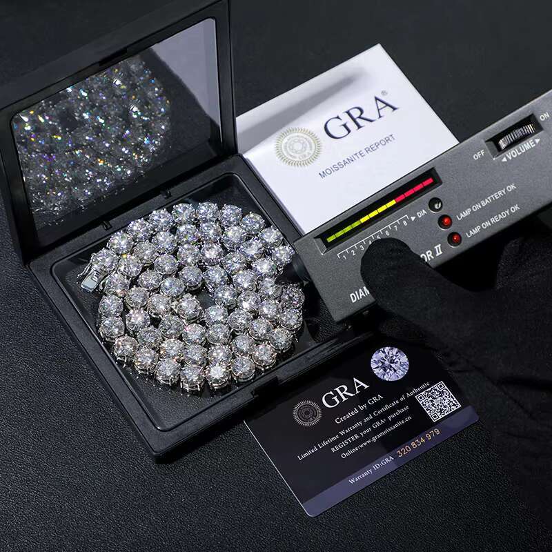 Fine Jewelry 3mm-10mm Classic Sterling Sier VVS Moissanite Dia Cluster Tennis Chain Necklace for Men Women