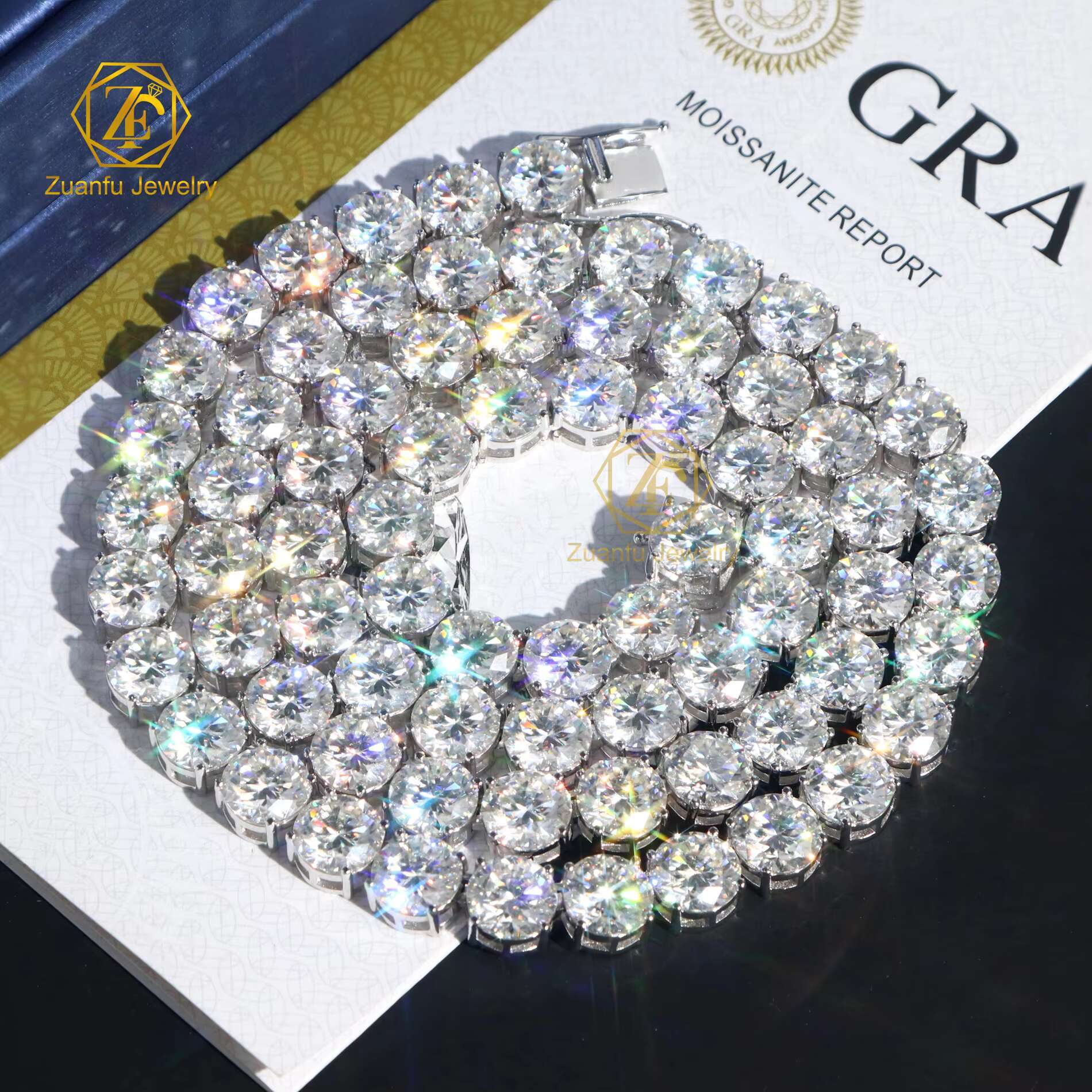 Shining Brightly Iced Out Diamond Vvs Not Fading Moissanite 2mm 3mm 4mm 5mm 6.5mm Moissanite Link Necklace for Christmas