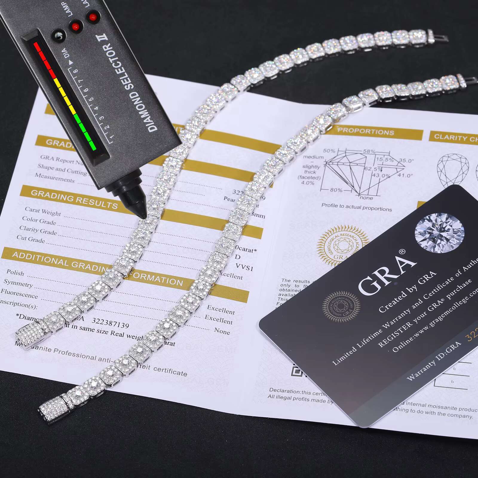 Exquisite 6mm Moissanite High Quality White Gold Color Waterproof 925 Sterling Silver Halo Tennis Bracelet for Men