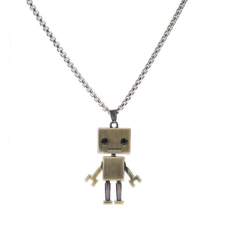 Stainless steel sweater necklace mens hip-hop Limb movable cube robot pendant necklace Cadena necklace Hombre necklace Masculino Y250329