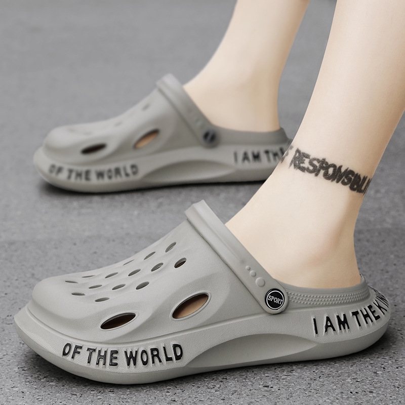 EVA thick soled slippers summer outdoor sports garden perforated toe sandals for men casual beach shoes