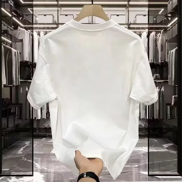 Printed summer new combed cotton short sleeved trendy T-shirt versatile ins men's loose round neck top