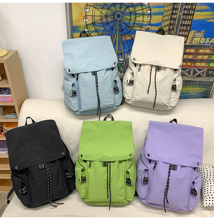 solid color school bag female junior high school students light backpack college students leisure backpack 2025s hot