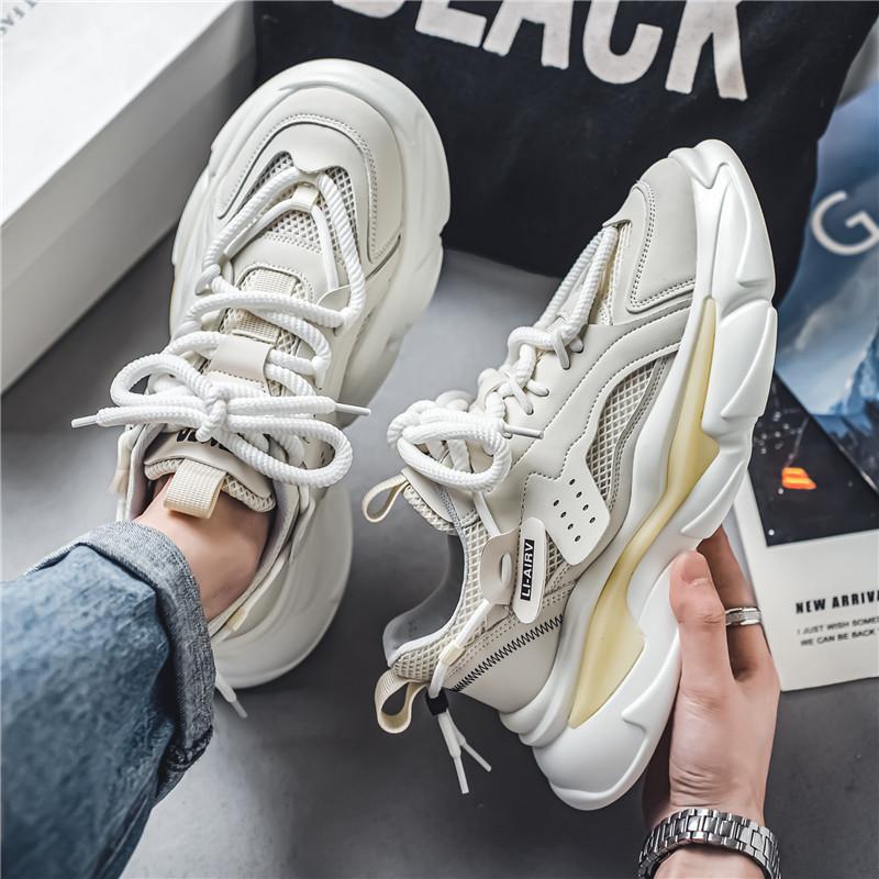 Free shipping Clunky Sneaker men casual shoes classic thick sole increased breathable shoes comfortable fashionable