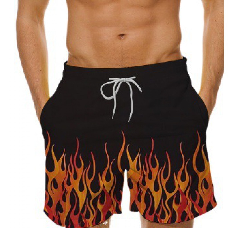 Top quality Brand High Quality New Style Free Delivery Designer Bag New Flame 3D Digital Printing Casual Fashion Beach Pants Shorts for Men