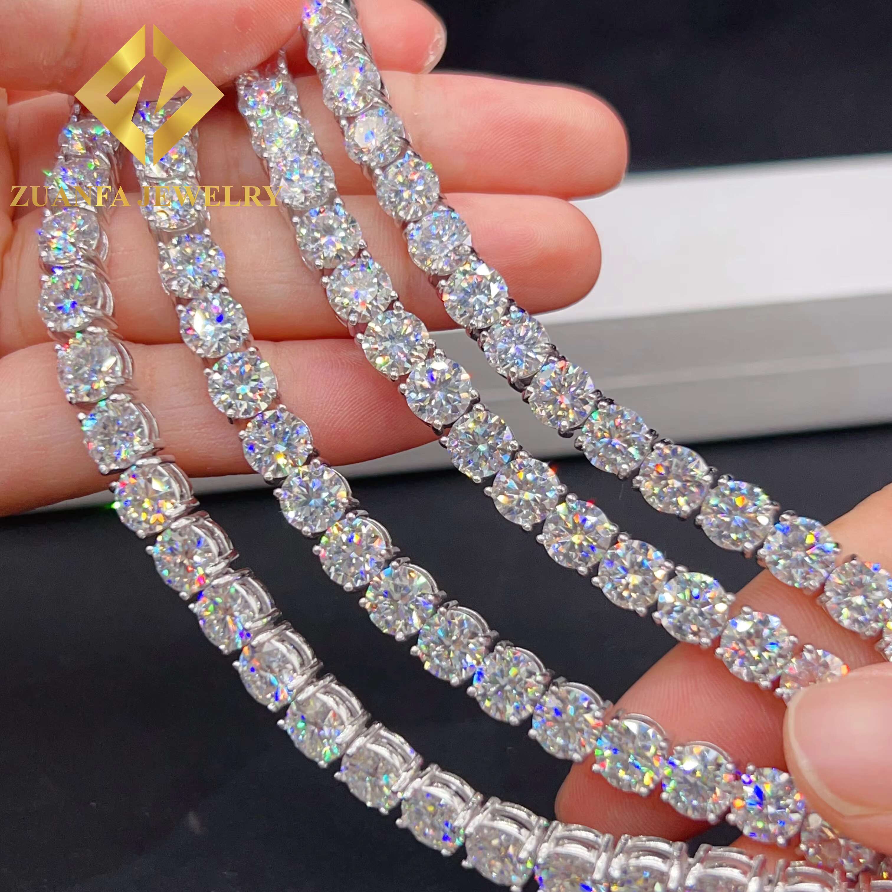 GRA Certificate Luxury Hip Hop Jewelry 925 Sterling Silver Iced Out Moissanite Diamond Bracelet 6.5MM Tennis Chain Men Bracelet