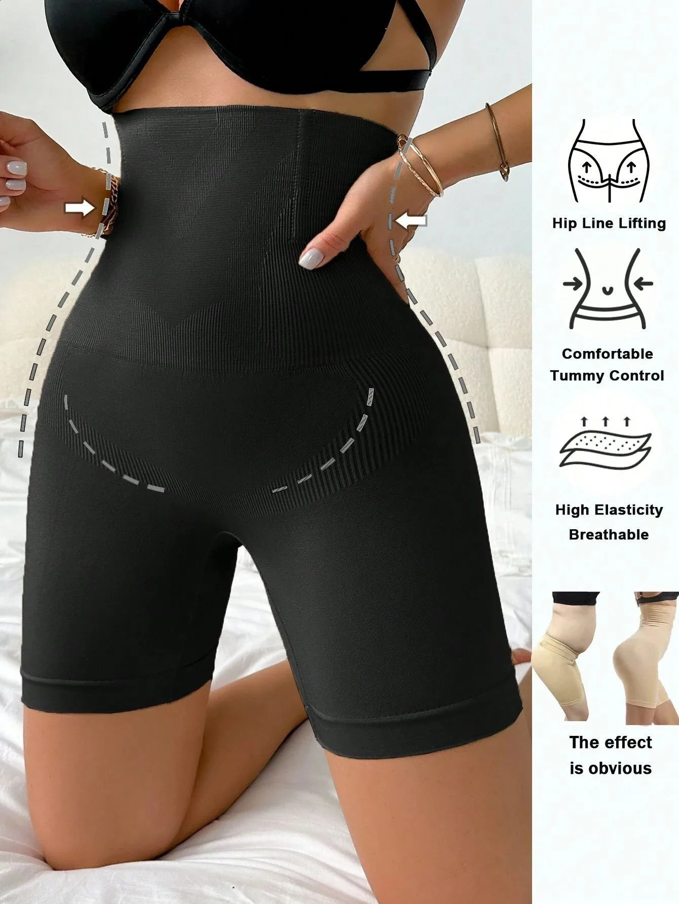 Women High Waist Shaping Control Panty Boyshort Tummy Control Butt Liftier Slim Shorts Sexy Underwear Shapewear Body Shaper 250328