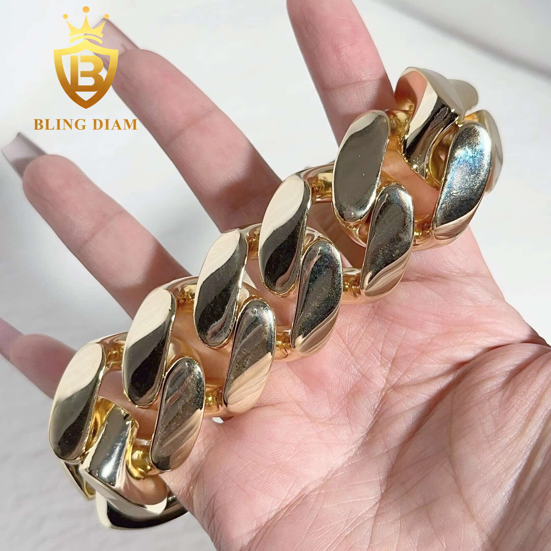 Fashion Jewelry 30mm Copper Cuban Link Chain Hip Hop Chain Pure No Diamond Miami Men Cuban Link Bracelet