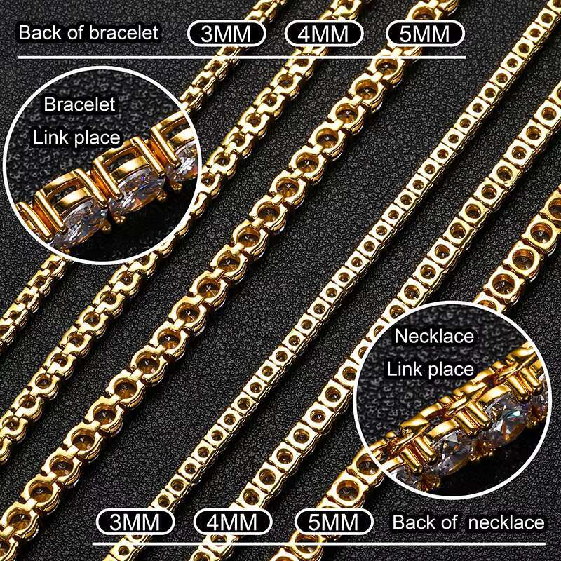 Fine Jewelry 3mm-10mm Classic Sterling Sier VVS Moissanite Dia Cluster Tennis Chain Necklace for Men Women