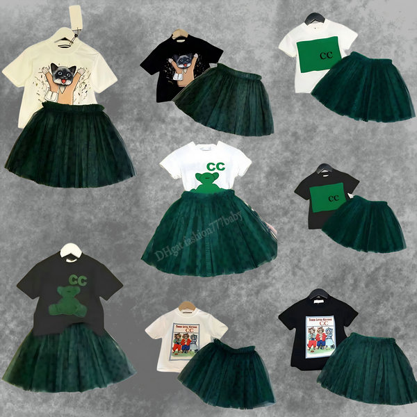 Kids Designer summer Clothing Sets T-Shirt Skirt Set Brand printing Children 2 Piece100% cotton baby girl Fashion children's clothing