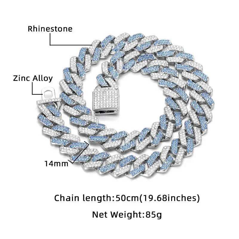 Hip Hop Shining 13MM Cuban Link Chain Necklace Womens Silver Water Diamond Ice Out Cuban Chain Punk Jewelry Necklace Gift Y250329