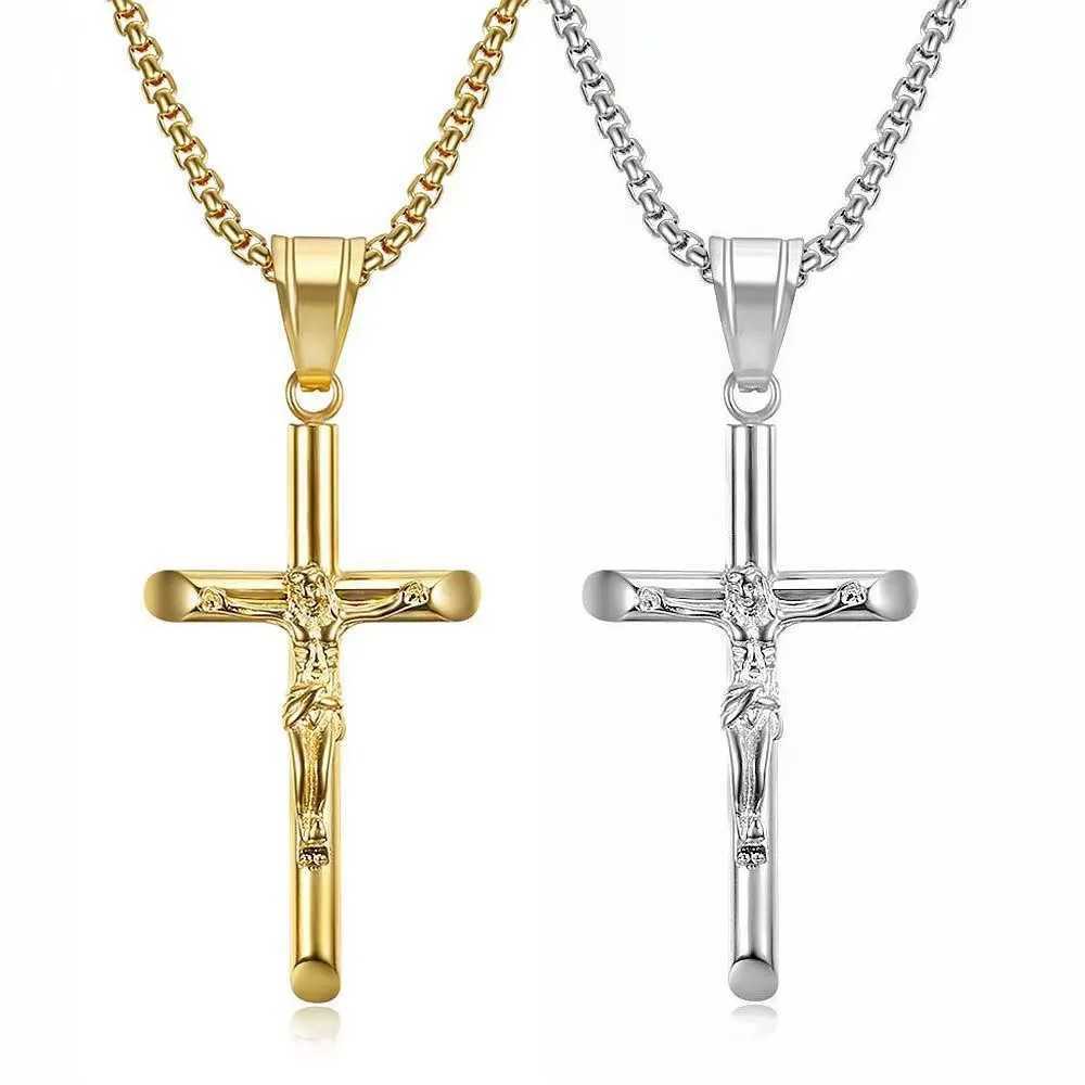 Hot HIPHOP Jewelry Stainless Steel Gilded YS Cross Pendant Necklace Mens Gift Accessories Gifts Y250329