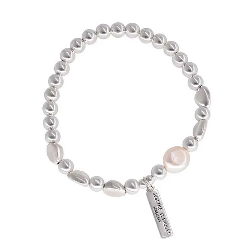925 Sterling Silver Pearl Bracelets for Women Trend Korean Irregular Luxury Silver Bead Chain Bracelets Party Jewelry Gift Z250329