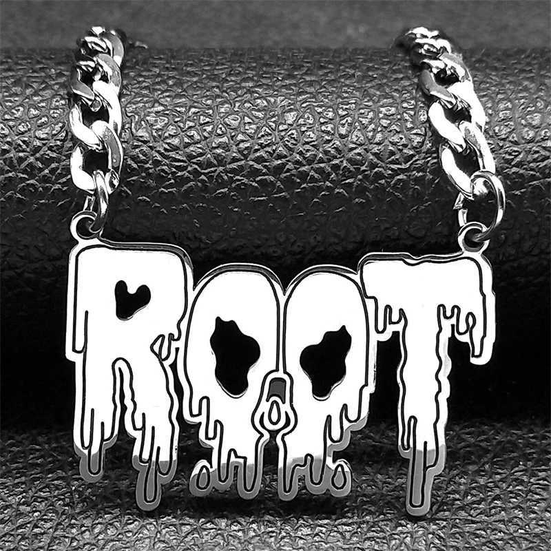 Gothic Hip Hop Band Pendant Necklace for Men Stainless Steel Gothic Punk Mens Necklace Jewelry 7729-QKC Y250329