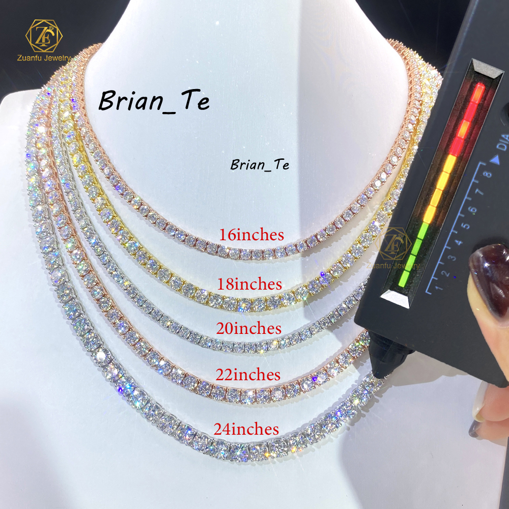 Lab Grown Diamond Tennis Chian Iced Out Real Gold 14K IGI Certified 2mm 3mm 4mm VVS Lab HPHT Diamond Tennis Link Chain Necklace