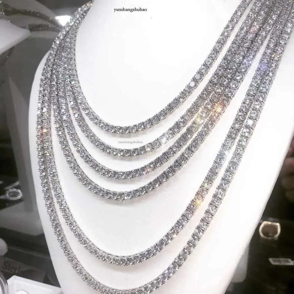 2mm 3mm 4mm 5mm Hip Hop Necklace Sier vvs moissanite tennis chain women mens necklace pass dia tester Chain