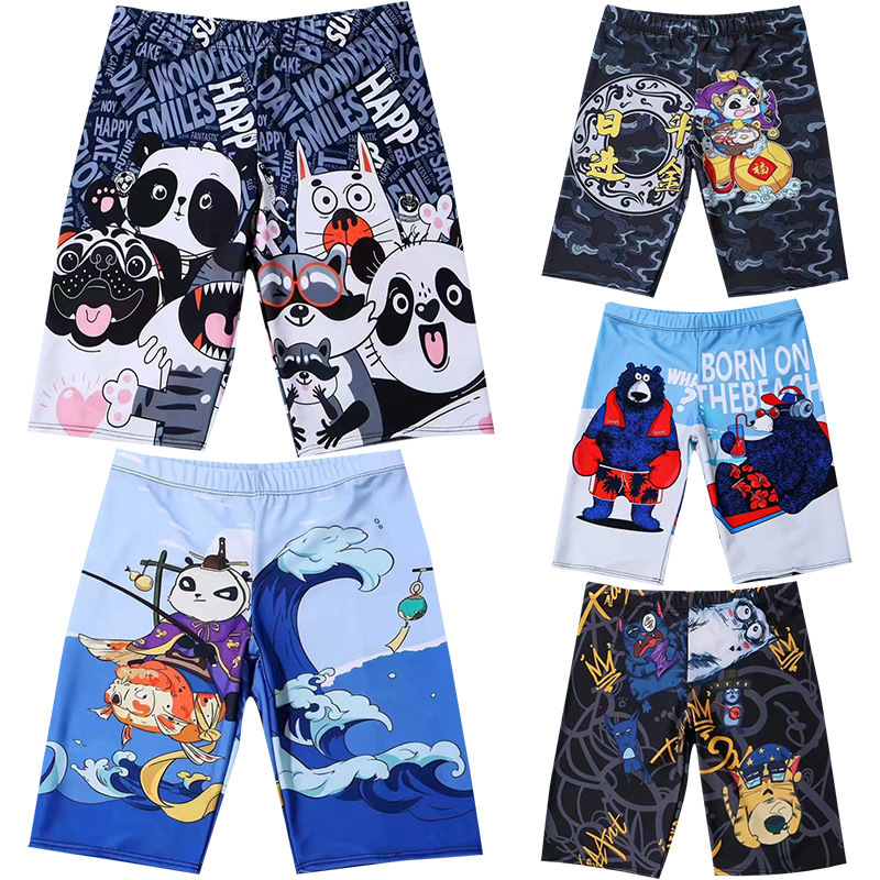 New Style Free Delivery Designer Bag Men's Flat Angle Extended Hot Spring Bathing Professional Beach Medium Length Five Point Pants Men's La