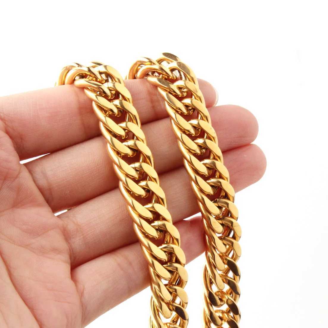 HNSP 10MM Stainless Steel Cuban Chain Necklace Mens Street Hip Hop Jewelry Accessories Y250329