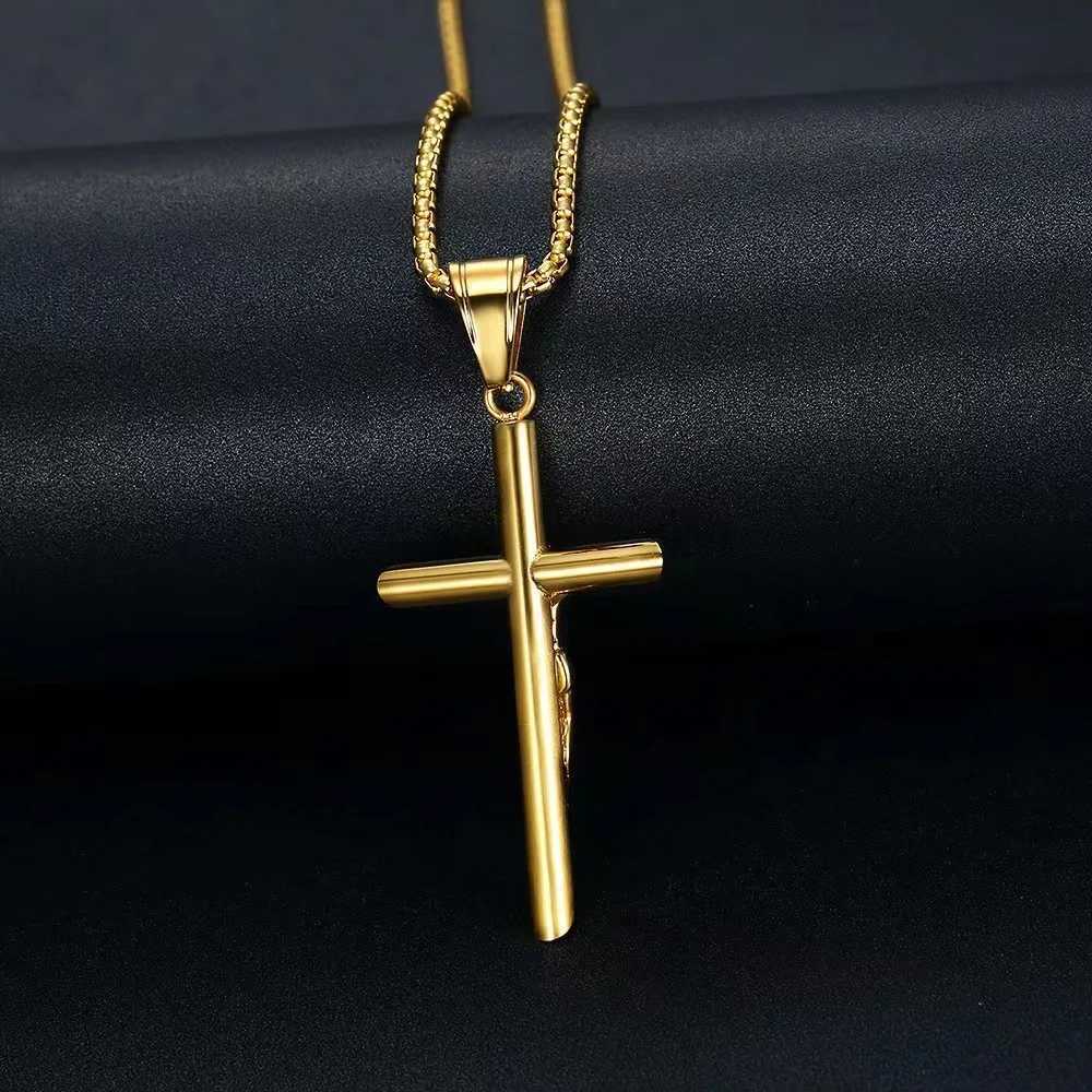 Hot HIPHOP Jewelry Stainless Steel Gilded YS Cross Pendant Necklace Mens Gift Accessories Gifts Y250329