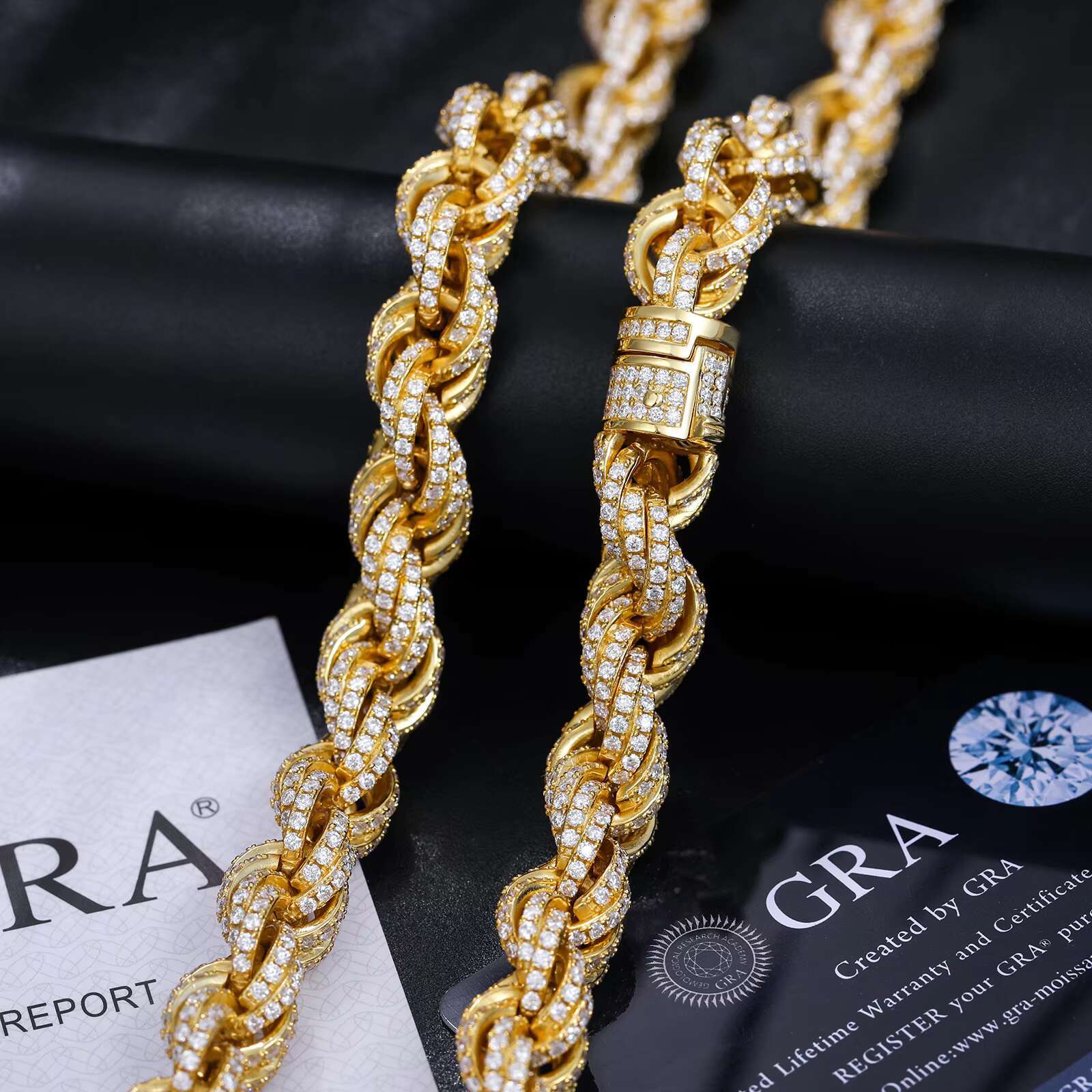14mm VVS Moissanite Rope Chain Bracelet 925 Sterling Silver Mossanite Diamond Iced Out Mens Bracelet With GRA Certificate