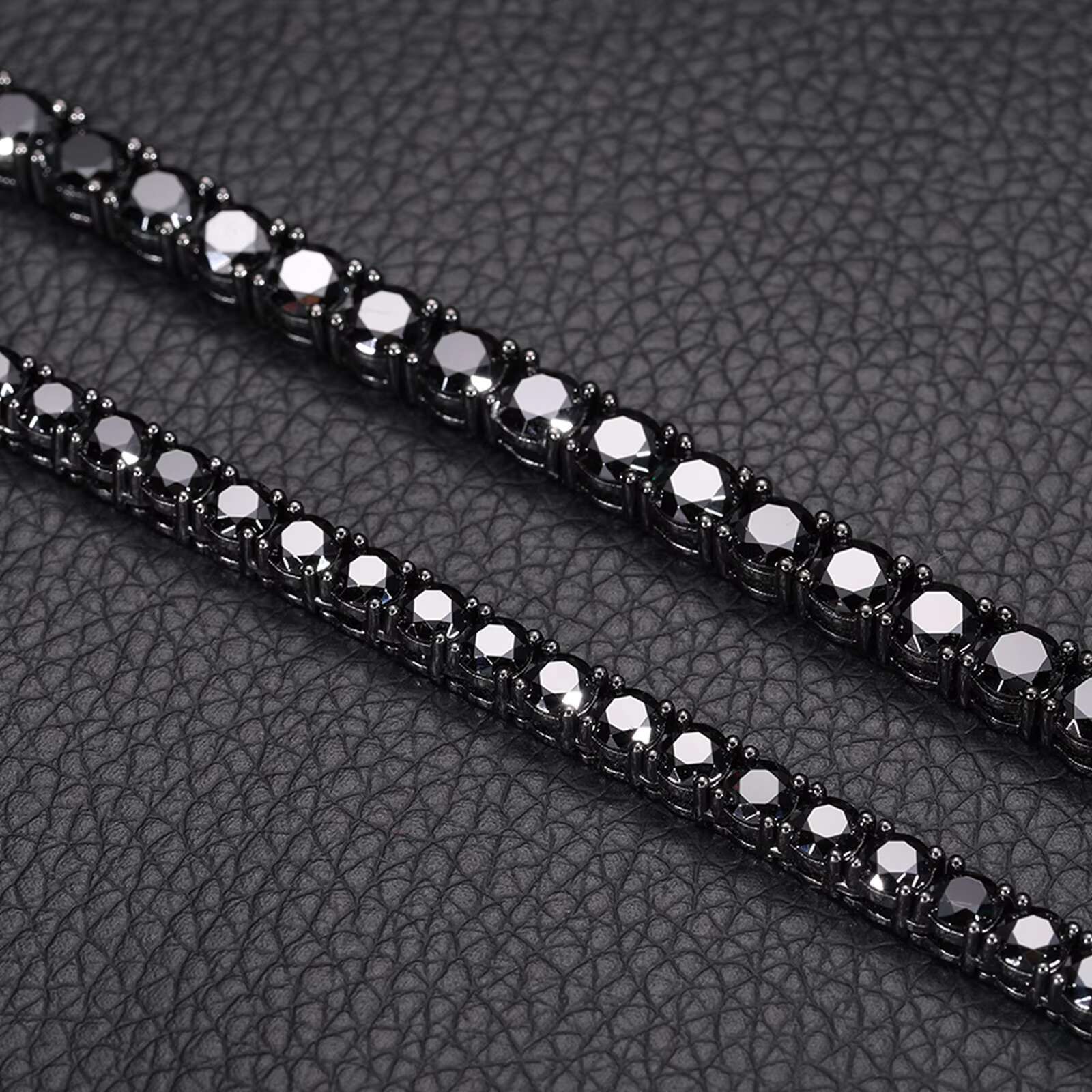 Kolye Unique Design 4mm Black VVS Moissanite DIamond Tennis Chain GRA Certificate S925 Silver Men Jewelry Necklace for Man