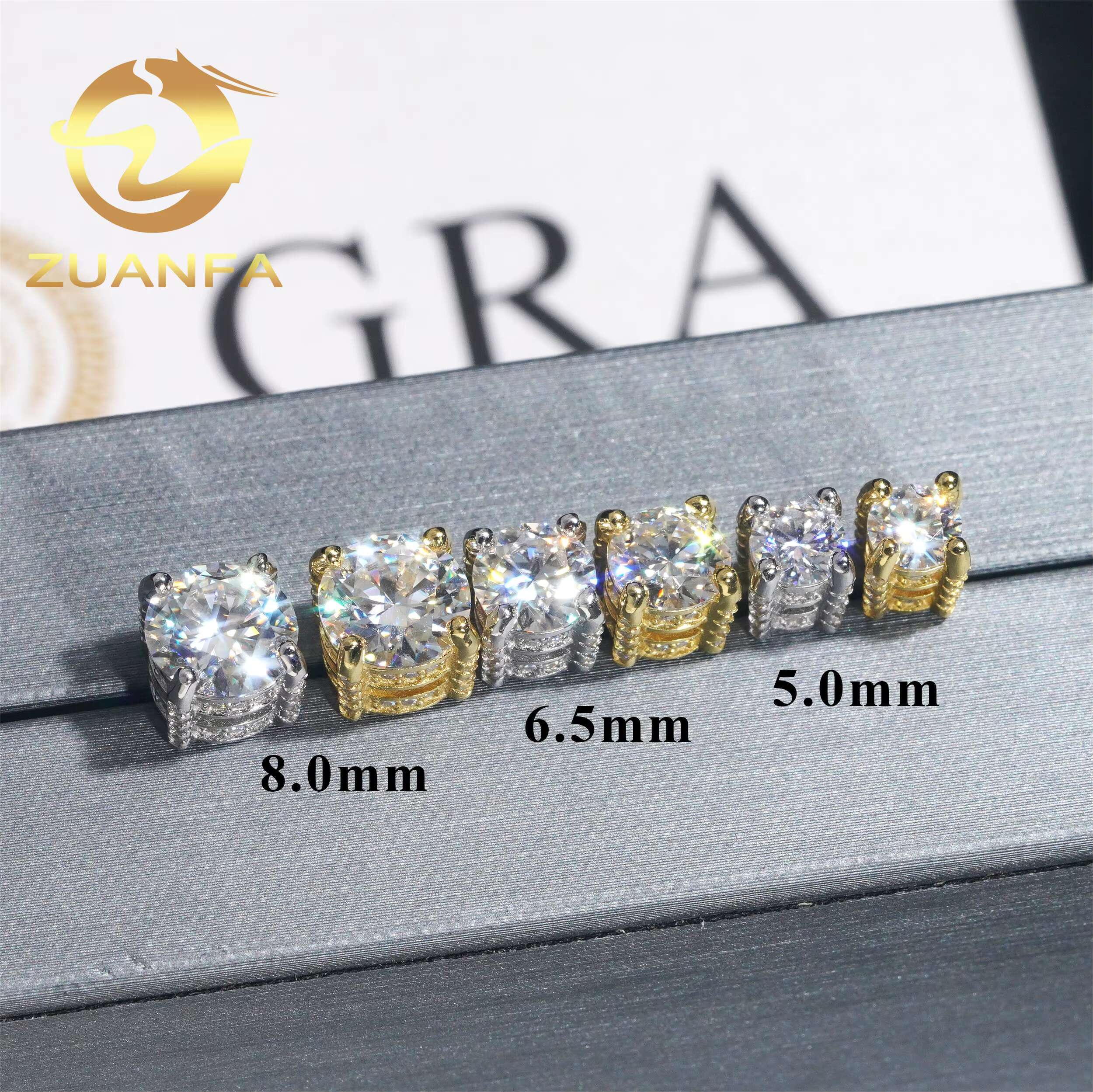 4 Prong Round Shape Earrings Moissanite 925 Silver 5mm 6.5mm 8mm Moissanite Stud Earrings Screw Back Pass Diamond Tester