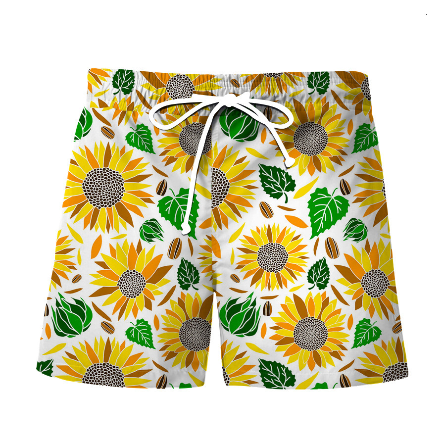 Top quality Brand High Quality New Style Free Delivery Designer Bag Summer digital printed sunflower pattern youth men's casual travel beach pant
