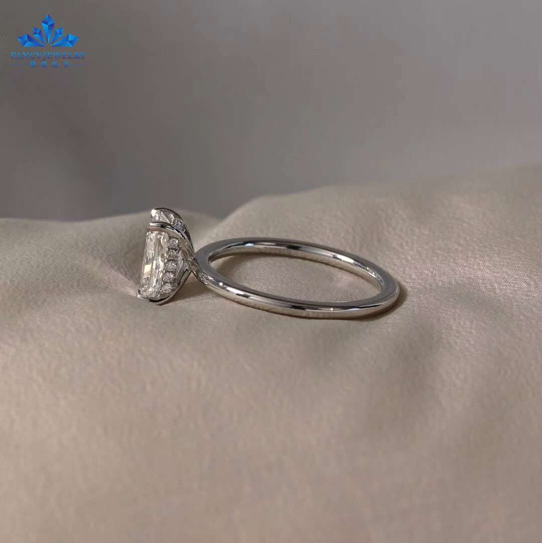 2CT Radiant Colorless Moissanite Rings Women Engagement Anniversary Gift 14K White Gold Moissanite Wedding Promise Ring