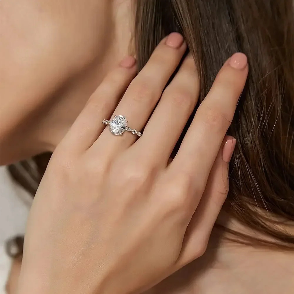 Trumium 925 sterling silver ring with oval cut cubic zirconia engagement ring promises free engraving for women 250328