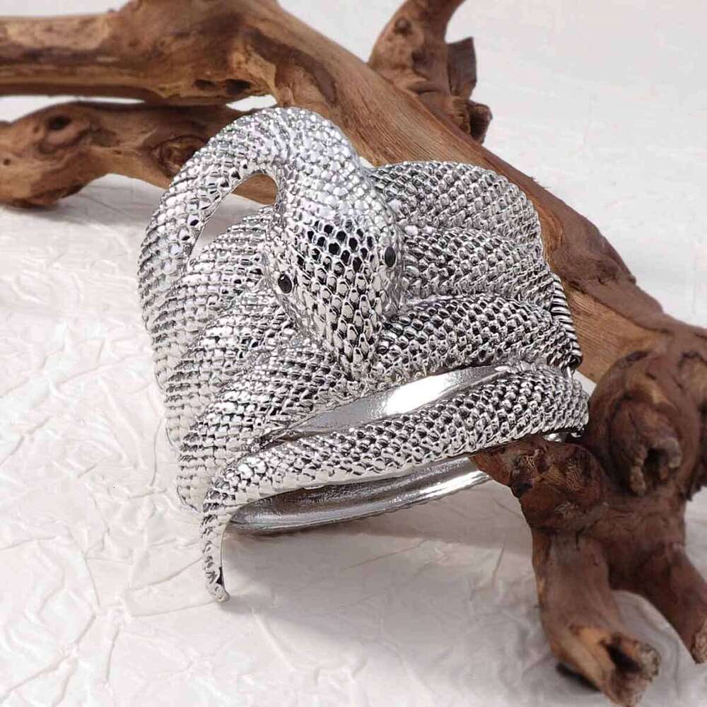Vintage Elegant Heavy Duty Zinc Alloy Animal Wide Snake Bracelet - Stylish & Versatile Women's Casual Accessory