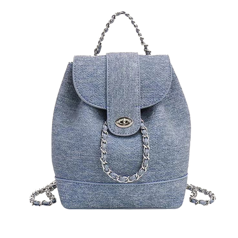 South Korea small niche real cowhide high-grade sense chain lightweight small fragrance backpack
