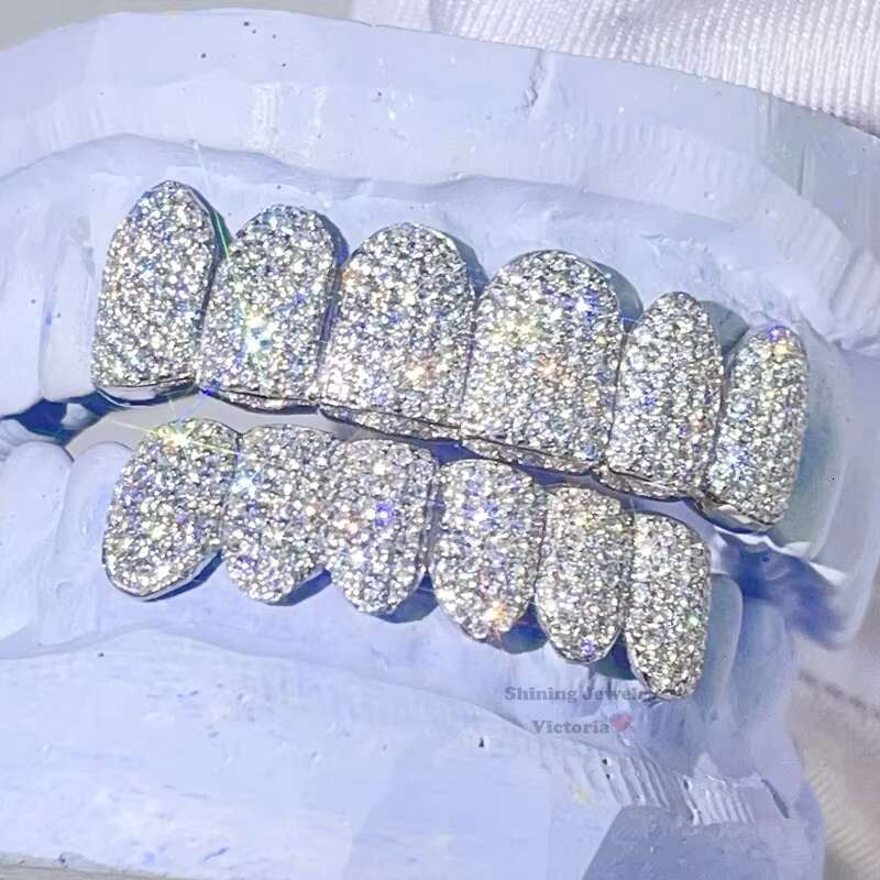 Top 6 Bottom 6 Hop Iced Out VVS Invisible Setting Princess Cut Custom VVS Moissanite Diamond Grillz