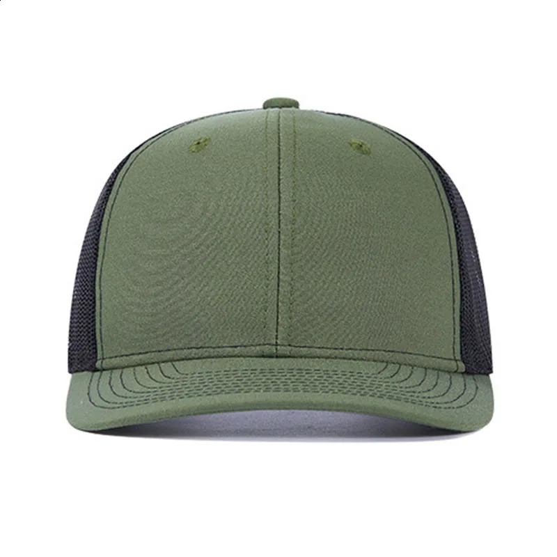 PANGKB Blank Military Green Cap solid black mesh breathable hat adult outdoor sports beach trucker cap wholesale 250328