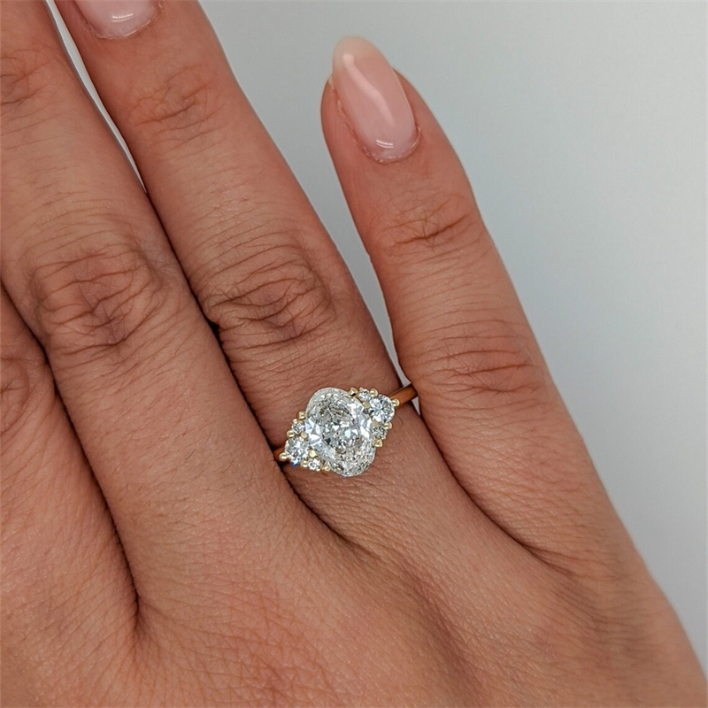 Jewelry Real Yellow Gold Ring For Women 2.0 Carat Oval Cut Engagement Womens Ring Lab Grown IGI Certificate Diamond Fashion Design Wedding Ring