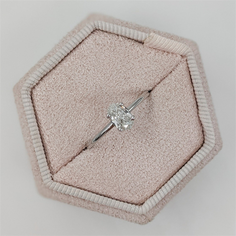 Jewelry Simple Desigen Real Gold Ring 0.5 Carat Oval Cut Lab Grown Diamond Solitaire Engagement Womens Gold Ring 14K 18K Platinum 950 Available