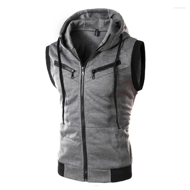 Mens Hooded Vest 2025 Summer Casual Men Vest, Slim Fit Tank Top, Solid Color Sleeveless Hoodie, Lightweight 4XL