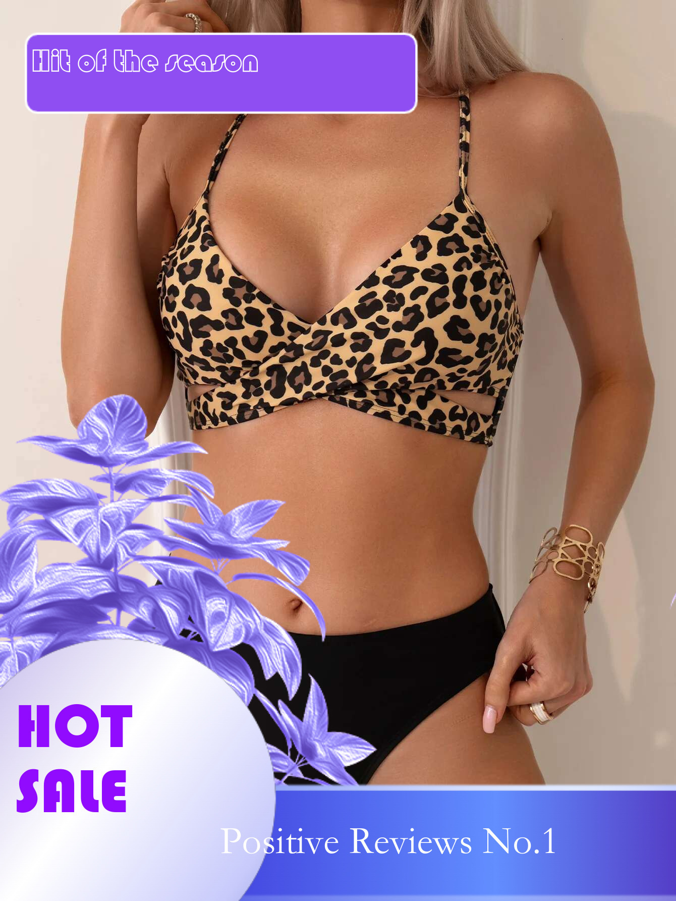 Dongdumaoyi Sexy Leopard Print Cross Bikini Set Women Halter Push Up Black High Waist Swimsuit Summer Bathing Suit Two Piece Swimwear