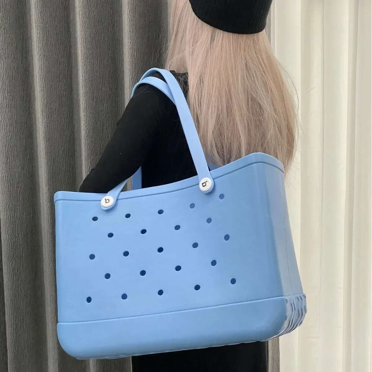 L/Xl Croc Rubber EVA Waterproof Basket Extra Large Women Shopping Shoulder Handbag Beach Jelly Sac Tote Bag Purse