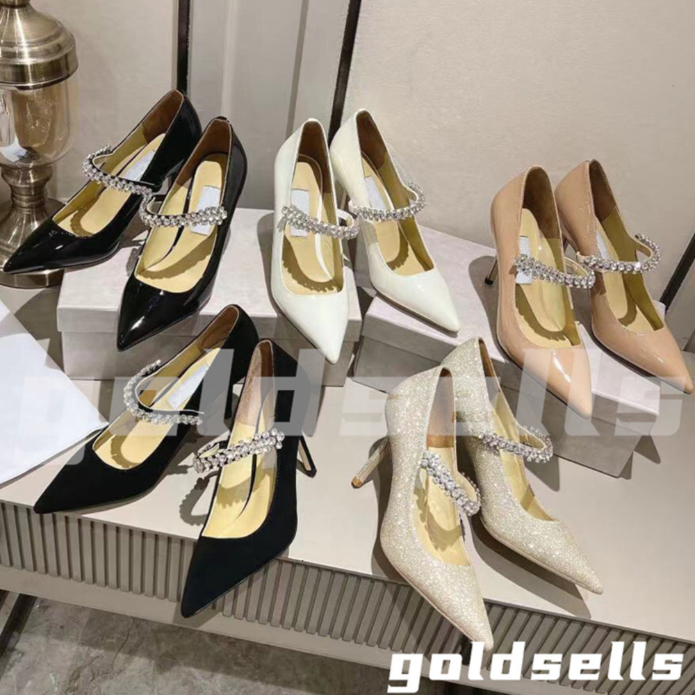Designer Party Wedding Shoes Bride Women Ladies Sandals Fashion Sexy Dress Shoes Jewel Crystal Buckle Embellished Pumps Pointed Toe High Heels Leather Glitter shoe