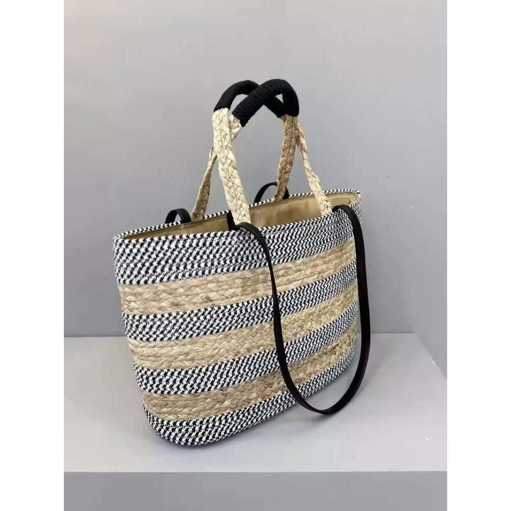 Women's Bags Summer Handmade Women Colors Panelled Striped Casual Totes Handbag Holiday Beach Straw Large Capacity Ladies Shoulder Bag