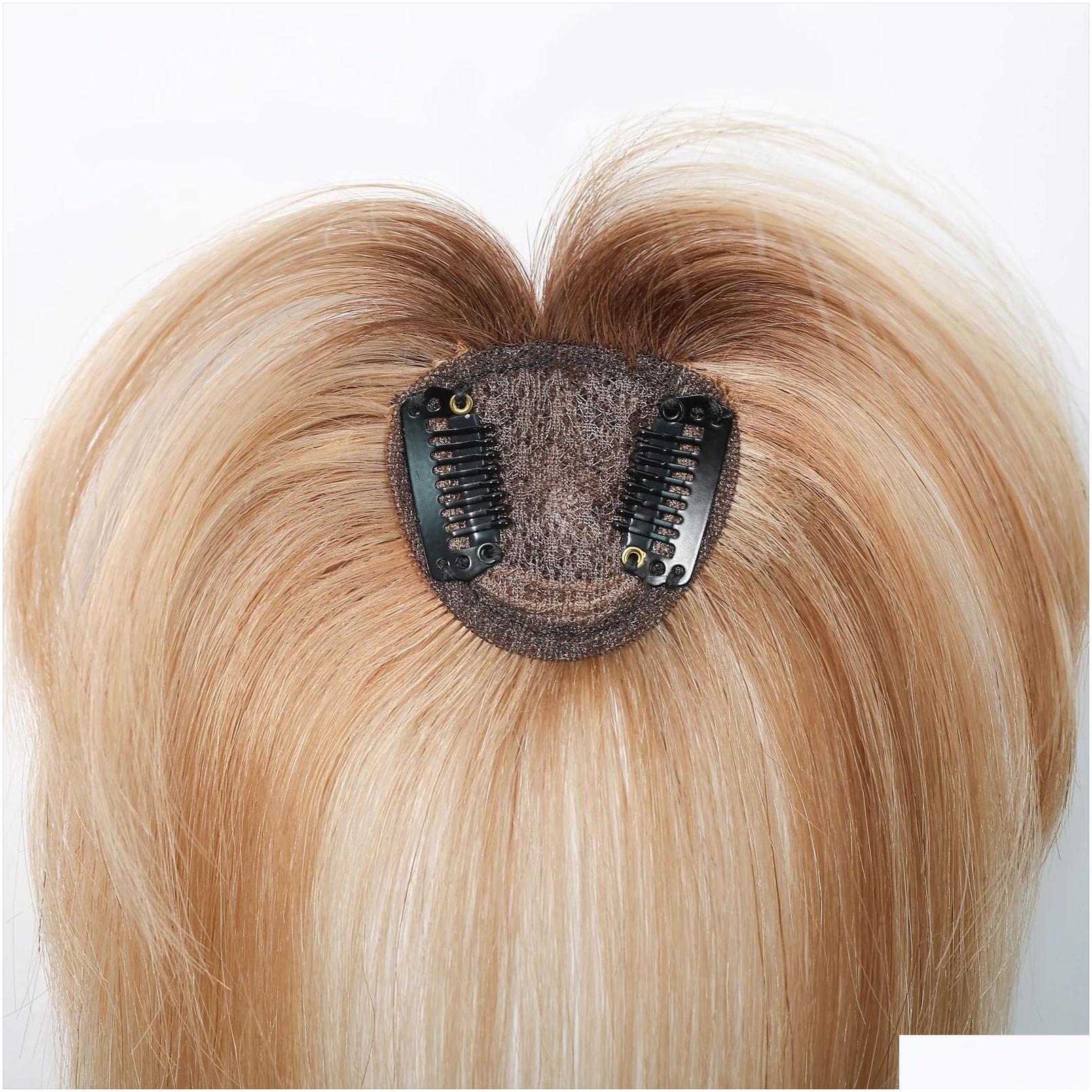 Synthetic Wigs Human Hair Topper With Bangs For Women 3D Wispy Air 100 Remy Loss Natural Appearance 10 Inches 250327 Drop Delivery Pro Ot1Uf