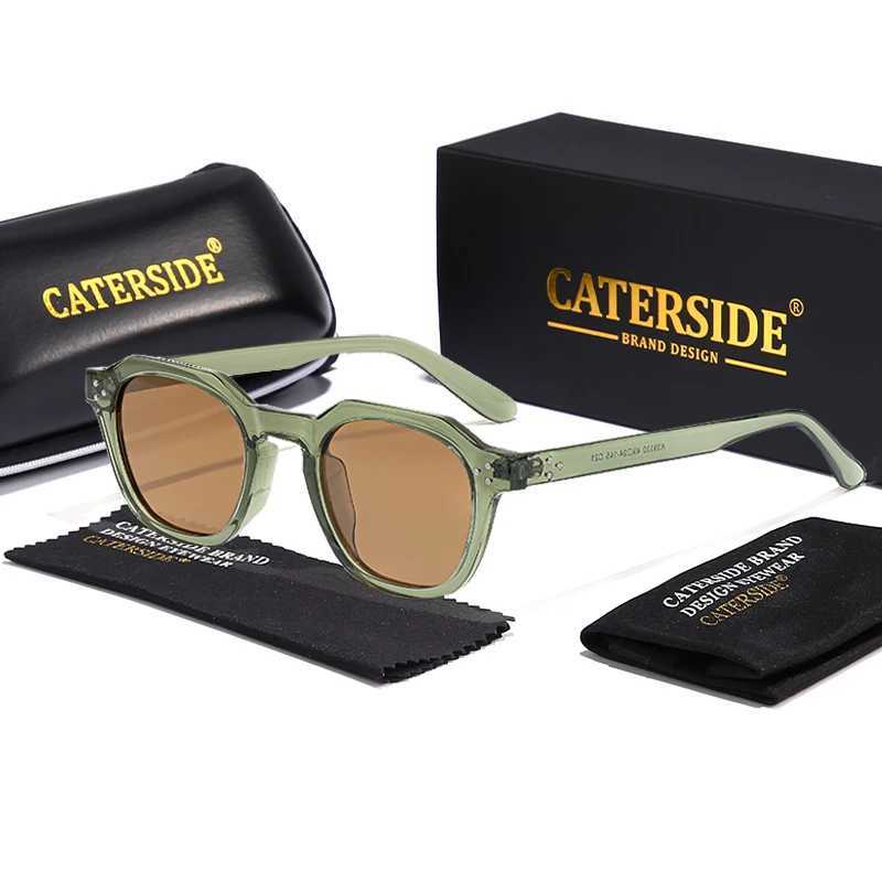 CATERSIDE Retro Polarized Sunglasses Men Ultralight TR90 Frame Polygon Women Sun Glasses Outdoor High Quality Travel EyewearC250411