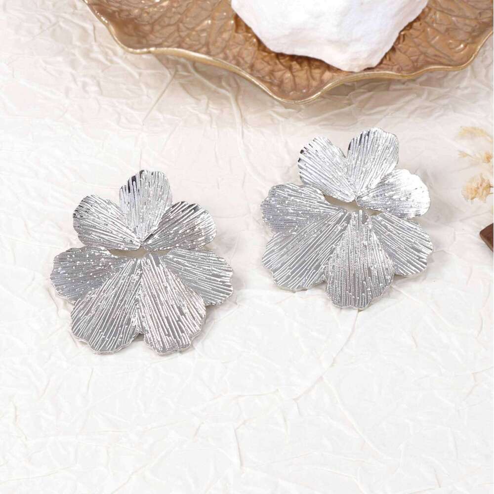 Unique Textured Flower Dangle EarringsArtistic Bold Yet Versatile Women Statement Earrings