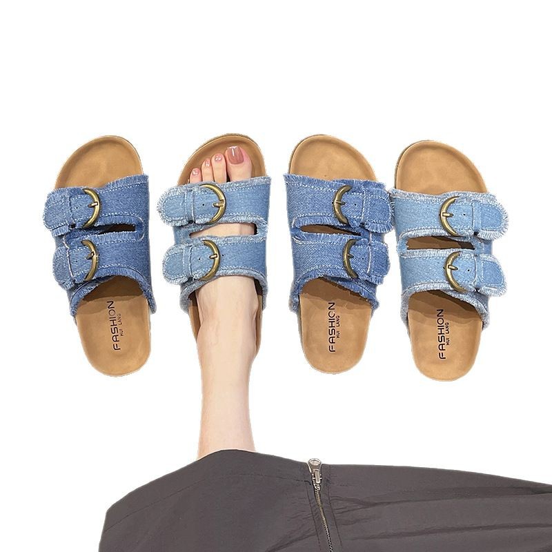 Round headed sandals Designer free Shipping Open toed slippers Thick soled sandals Belt buckle Casual beach women's shoes 2025 new